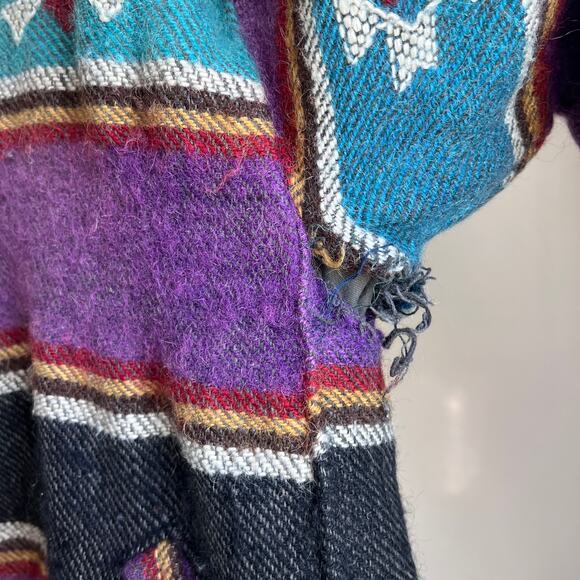 Vintage striped wool pullover hippie baja pullover sweater shacket southwestern - Picture 7 of 11